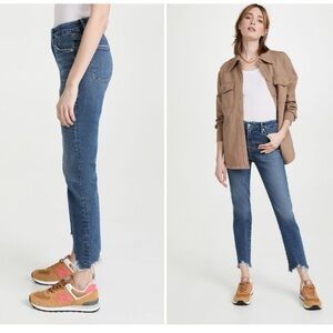 Good American Good Legs Cigarette Jeans Distressed Hem Blue crop Sz 10/30